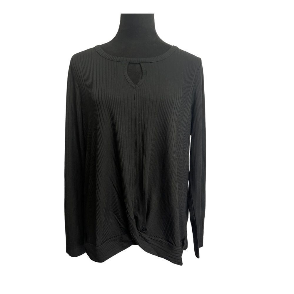Cleo Front Twist Long Sleeve Top Black